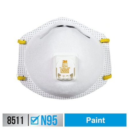 3M N95 Disposable Respirator w/ Valve, Universal, PK4 8511PA1-B-PS